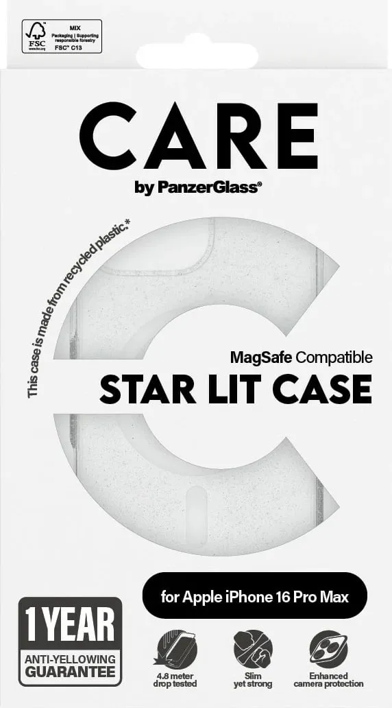 Mbështjellës PanzerGlass CARE Case Star Lit White MagSAFE për iPhone 16 Pro Max, transparent - 3