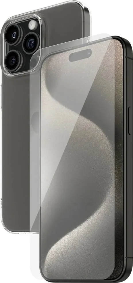 Mbështjellës PanzerGlass SAFE. 2-in-1-Pack për iPhone 15 Pro, transparent - 1