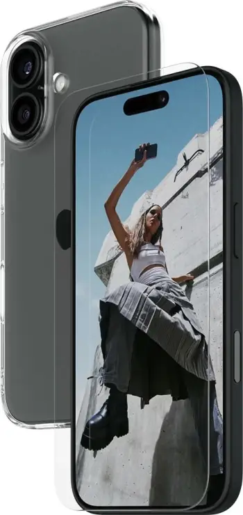 Mbrojtës ekrani PanzerGlass për iPhone 16, transparent, set 2-në-1
