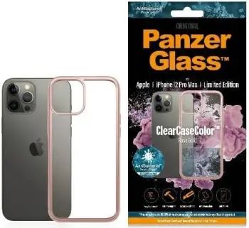Mbrojtëse PanzerGlass ClearCase për iPhone 12 Pro Max, antibakteriale, rozë e artë