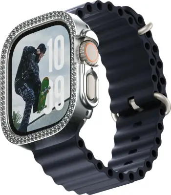 Mbështjellës PanzerGlass SAFE Bling Bumper për Apple Watch Ultra 2, transparent, silver