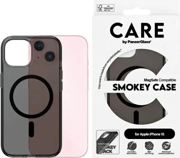 Mbështjellës PanzerGlass CARE Flagship MagSafe për iPhone 15, smokey/black - 1