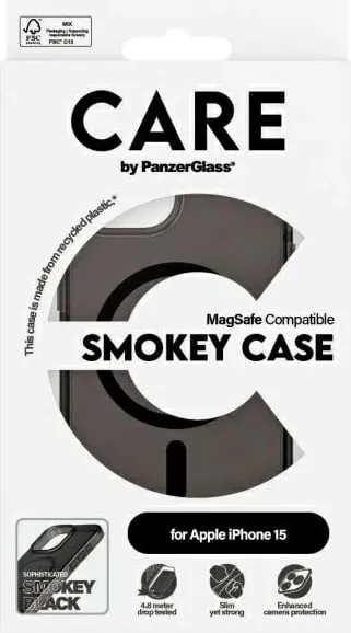 Mbështjellës PanzerGlass CARE Flagship MagSafe për iPhone 15, smokey/black - 3