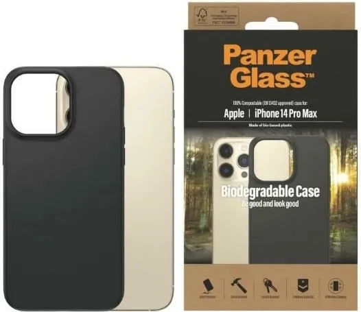 Mbulesë telefoni PanzerGlass Biodegradable për iPhone 14 Pro Max, rezistente ndaj goditjeve, e zezë - 1