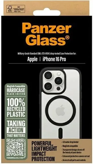 Mbështjellës PanzerGlass HardCase MagSAFE për iPhone 16, transparent/zi - 3