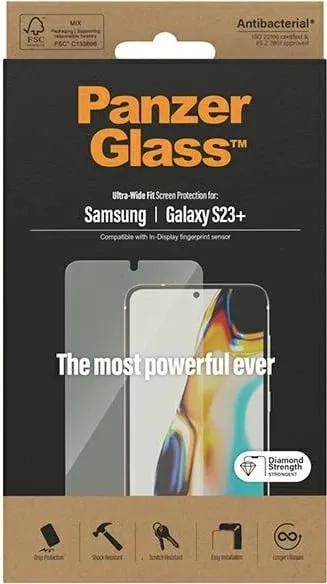 Xham mbrojtës PanzerGlass Ultra-Wide Fit për Samsung Galaxy S23+, i tejdukshëm - 3