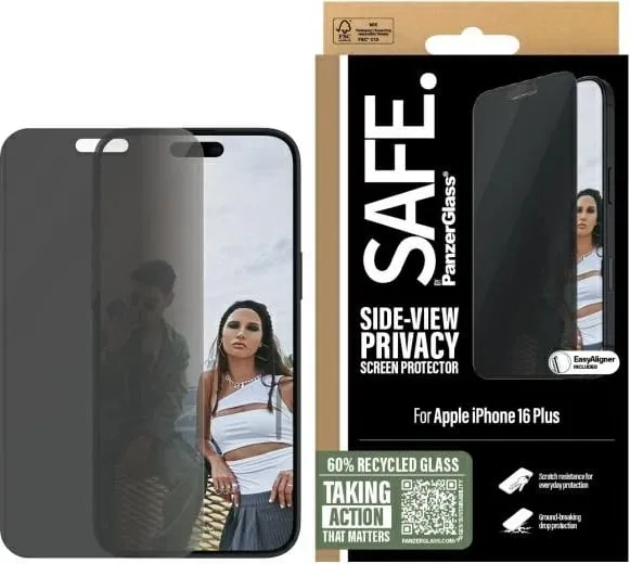 Mbrojtës ekrani PanzerGlass SAFE Privacy për iPhone 16 Plus, transparent - 1