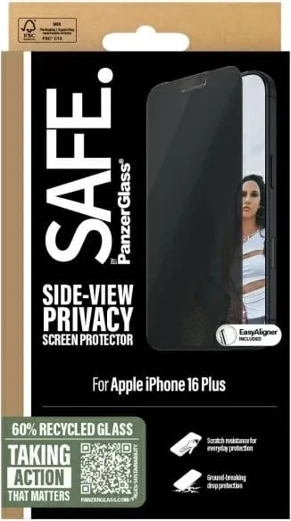 Mbrojtës ekrani PanzerGlass SAFE Privacy për iPhone 16 Plus, transparent - 2