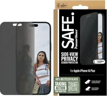 Mbrojtës ekrani PanzerGlass SAFE Privacy për iPhone 16 Plus, transparent