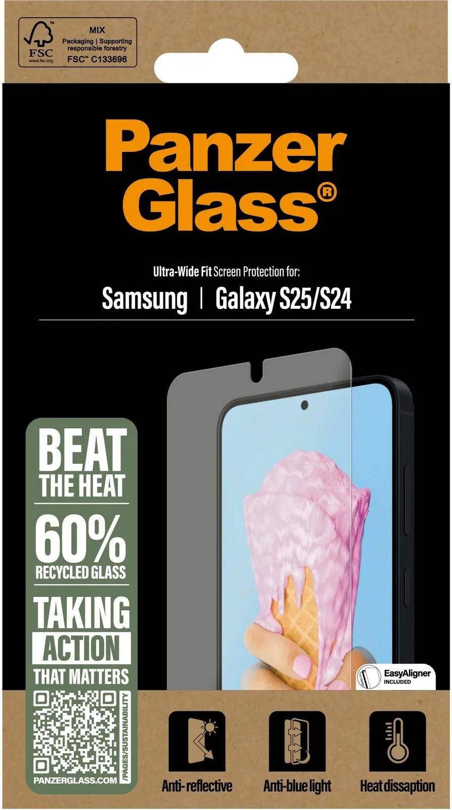 Mbrojtës ekrani PanzerGlass për Samsung Galaxy S25, transparent - 3