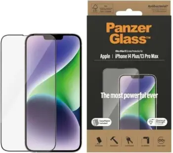 Mbrojtës ekrani PanzerGlass Ultra Wide Fit, për iPhone 14 Plus dhe 13 Pro Max 6.7", antibakterial, transparent