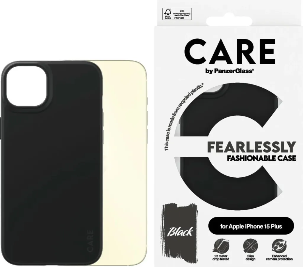 Mbështjellës PanzerGlass CARE Case Fashion për iPhone 15 Plus, e zezë - 2