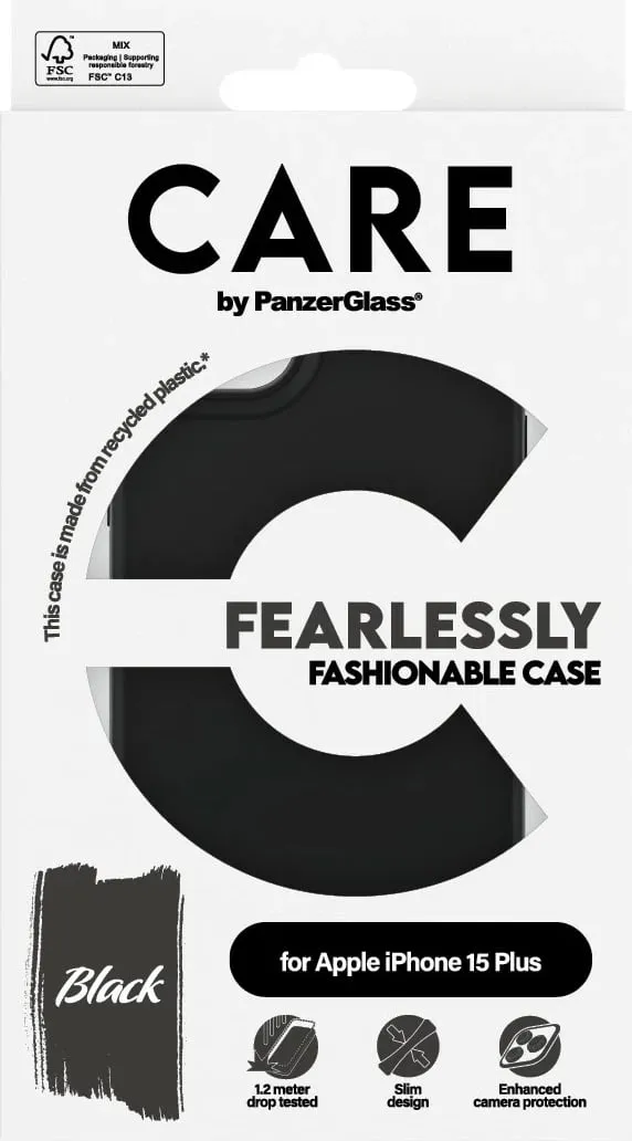 Mbështjellës PanzerGlass CARE Case Fashion për iPhone 15 Plus, e zezë - 3