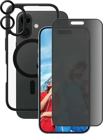 Mbështjellës PanzerGlass për iPhone 16, 3-në-1, mbrojtje privatësie, transparent