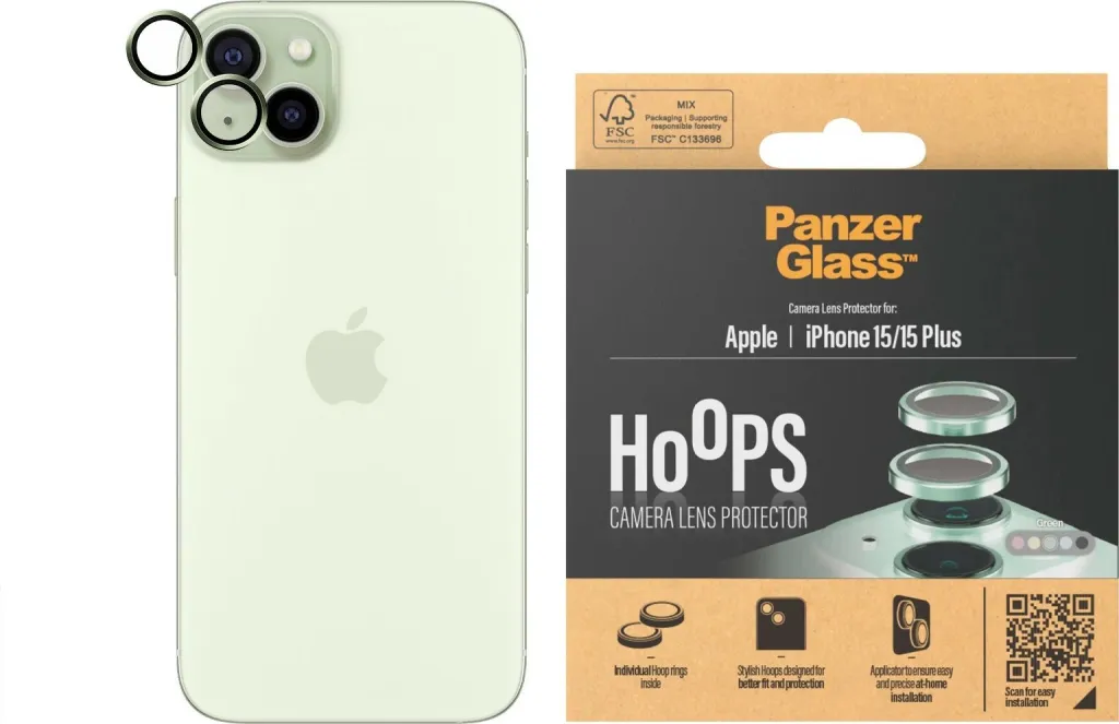 Mbrojtës kamere PanzerGlass Hoops për iPhone 15/15 Plus, e gjelbër - 2