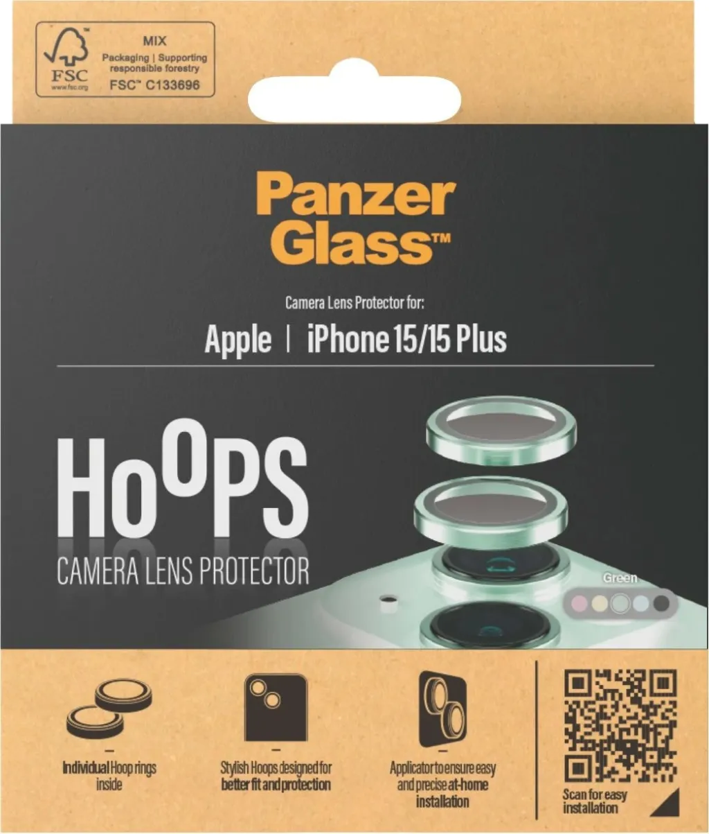 Mbrojtës kamere PanzerGlass Hoops për iPhone 15/15 Plus, e gjelbër - 3