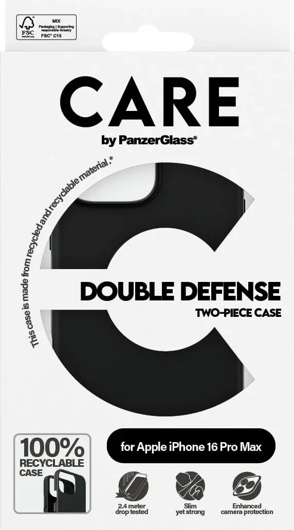 Mbështjellës PanzerGlass CARE Case Feature Double Defence për iPhone 16 Pro Max, e zezë - 3
