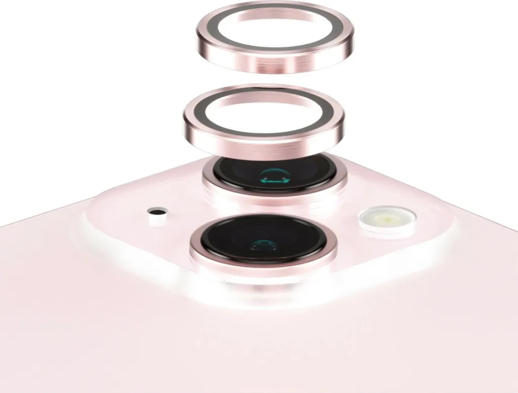 Mbrojtës kamere PanzerGlass për iPhone 15/15 Plus, xham i temperuar, rozë - 1