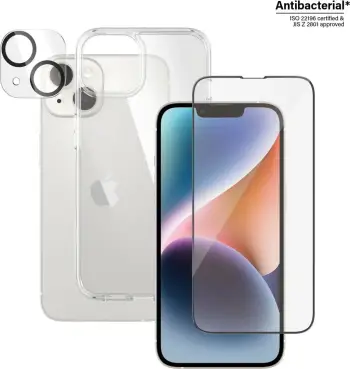 Mbështjellës PanzerGlass për iPhone 14, set xham mbrojtës + kasë, transparent