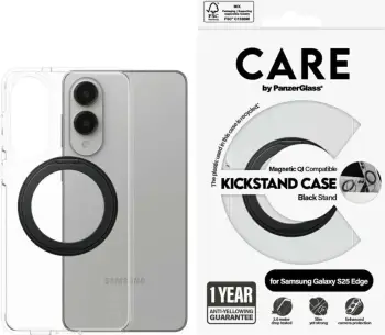 Mbështjellës PanzerGlass CARE me kickstand, për Samsung Galaxy S25, transparent