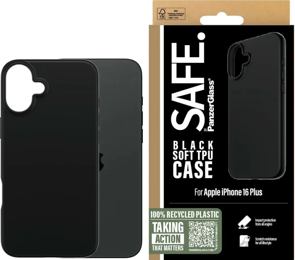Mbështjellës PanzerGlass për iPhone 16, TPU, i zi - 2