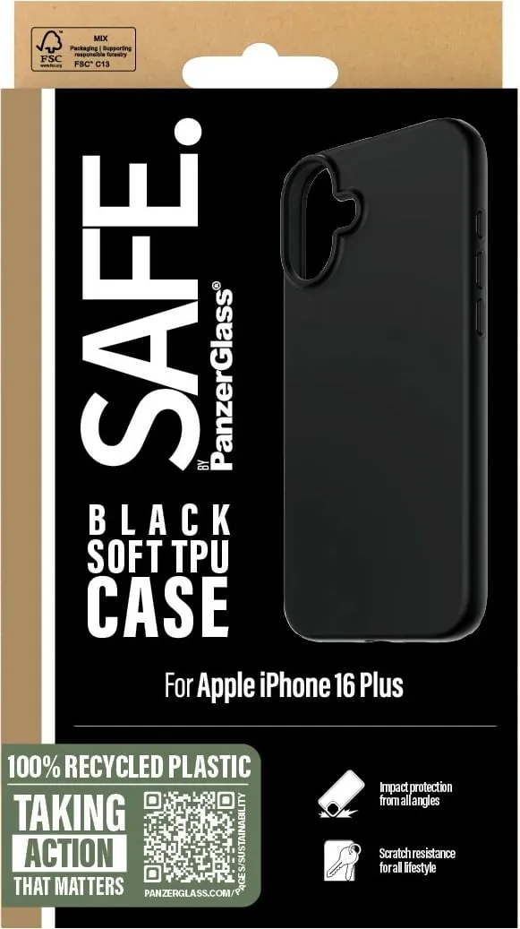 Mbështjellës PanzerGlass për iPhone 16, TPU, i zi - 3