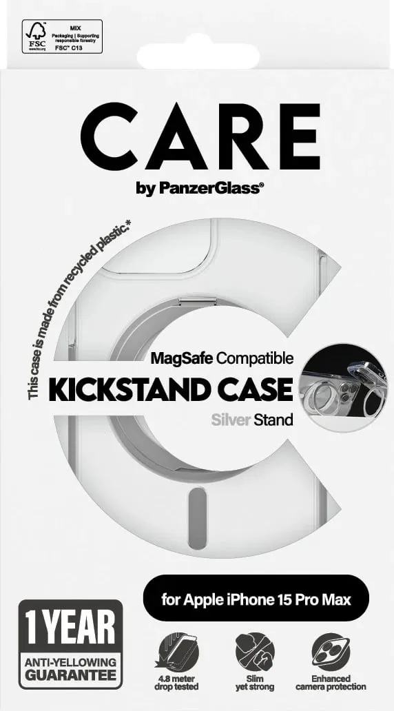Mbështjellës PanzerGlass Kickstand Case MagSafe për iPhone 15 Pro Max, argjendtë - 3