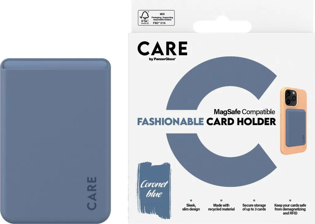 Mbështjellës kartelash PanzerGlass CARE, universal për iPhone, silikon, blu - 2