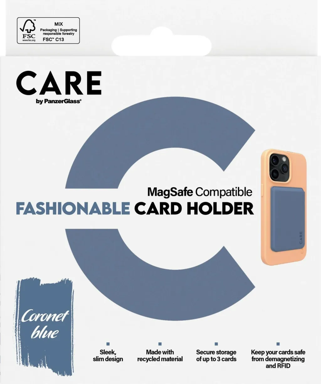 Mbështjellës kartelash PanzerGlass CARE, universal për iPhone, silikon, blu - 3
