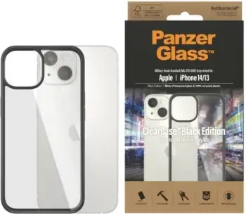 Mbulesë PanzerGlass ClearCase për iPhone 14 13 6.1", antibakteriale, e zezë