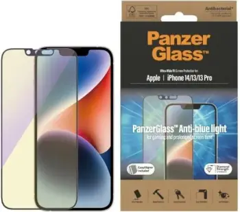 Mbrojtës ekrani PanzerGlass Ultra Wide Fit, iPhone 14 Plus 13 Pro Max 6.7", antibakterial, filter anti-blue light