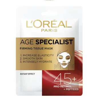 Maskë letre për fytyrë për femra L'Oreal Paris Age Specialist Firming Tissue Mask 45+, 30g