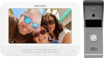 Set video-interkom Hikvision DS-KIS203T, 7 inç, IP65, me kabllo, Bardhë