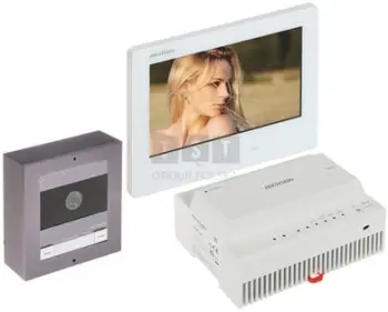 Video interfon Hikvision DS-KIS704EY, kit 2-wire, ekran 7" HD, Wi-Fi, i bardhë