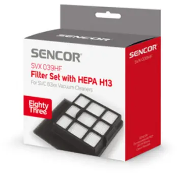 Set filtera Sencor SVX 039HF për thithëse elektrike SVC 83x, të bardhë/të zi