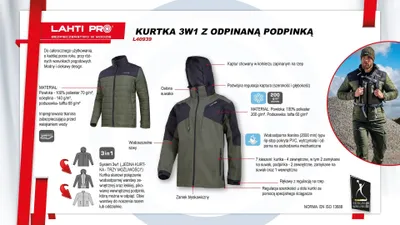 Xhaketë pune Lahti Pro 3in1, CE, përforcuar, jeshile e zezë, M - 4