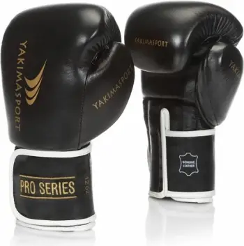Doreza boksi Yakima Tiger Black V, 10oz, lëkurë natyrale, të zeza