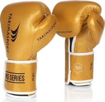 Doreza boksi YakimaSport TIGER GOLD V, 14 oz, lëkurë natyrale, ari