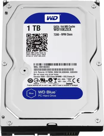 Hard Disk Western Digital WD Blue WD10EZEX, 1TB, 3.5", 7200RPM, 64MB Cache, SATA 6Gb/s, i kaltër