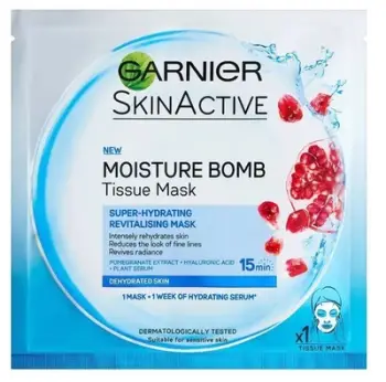 Maskë pëlhure për fytyrë Garnier Hydra Bomb për femra, 28g