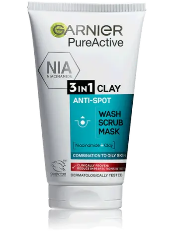 Pastrues 3-in-1 (Wash, Scrub, Mask) Garnier Pure Active, 150 ml