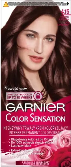 Krem për ngjyrosje flokësh Garnier Color Sensation 4.15 Frosty Chestnut për femra, 1 copë