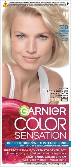 Krem ngjyrosës për flokë për femra Garnier Color Sensation Super Lightening S10 Silver Blonde, 1 copë