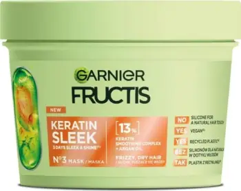 Maskë për flokë Garnier Fructis Keratin Sleek për femra, 370ml