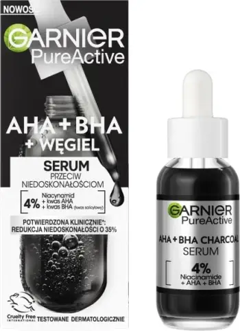 Serum fytyre Garnier Pure Active, AHA BHA me qymyr, 30ml