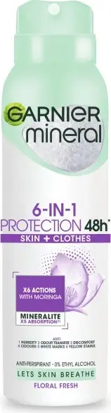Sprej antiperspirant për femra Garnier Mineral 6-in-1 Protection Floral Fresh 150ml
