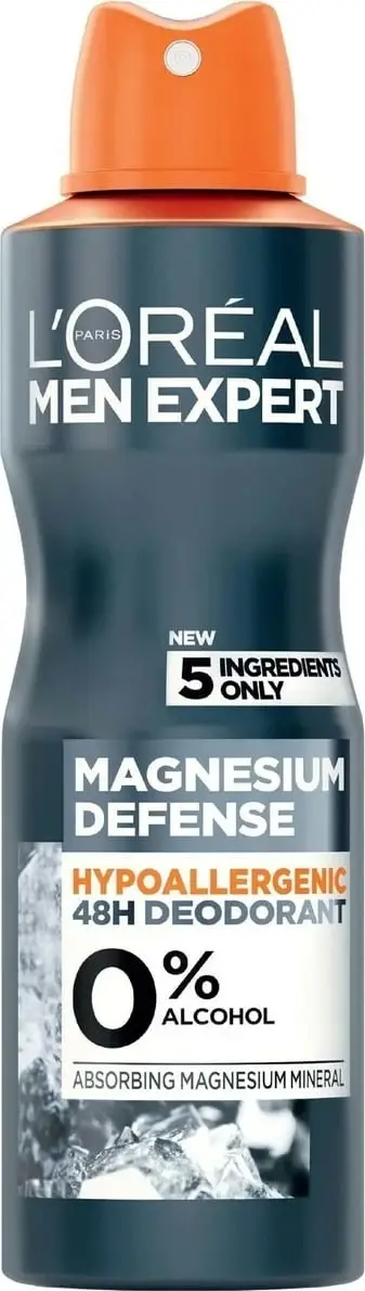 Deodorant L'Oreal Men Expert Magnesium Defend 0% Alcohol, 48H, 150 ml