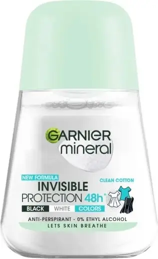 Deodorant roll on Garnier Invisible Protection, 48 orë, Clean Cotton, 50ml