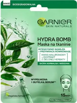 Maskë fytyre Garnier Skin Active Ultra Hydrating Rebalancing Tissue Mask, hidratim intensiv, me ekstrakt çaji jeshil