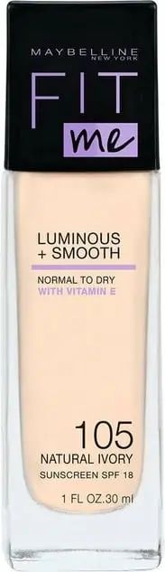 Krem pudër Maybelline Fit Me, Luminous + Smooth, 105 Natural Ivory, 30ml
